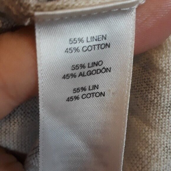 Chicos Womens Linen Blend Cardigan Large Beige Abstract Asymmetric Casual - Picture 5 of 7